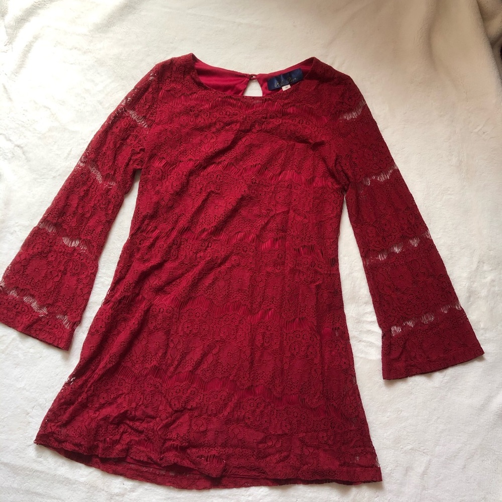 Lace bell-sleeve dress